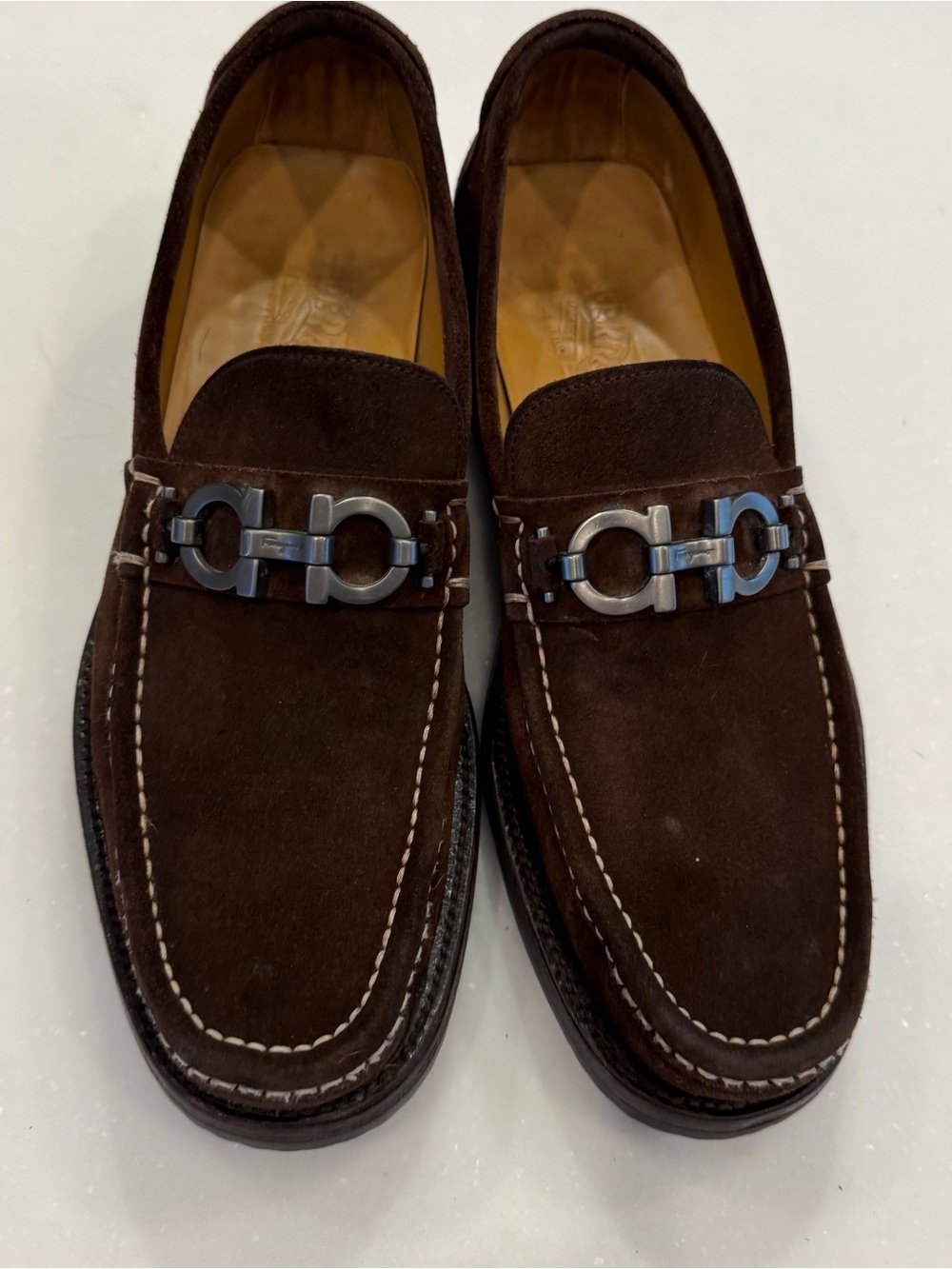 Ferragamo Men’s Brown Suede Gancini Bit Loafers Sz Mens 7 Wms 8.5 EUC - Picture 14 of 16
